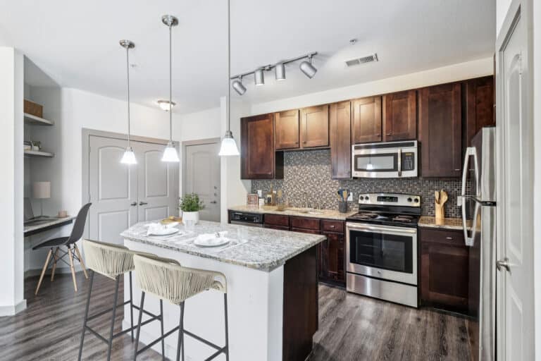 Sonterra Blue Apartments kitchen.